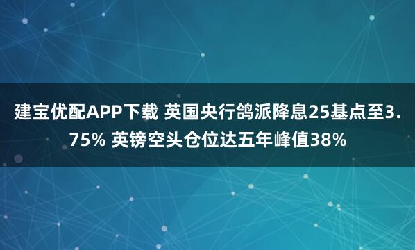 建宝优配APP下载 英国央行鸽派降息25基点至3.75% 英镑空头仓位达五年峰值38%